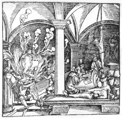 The Questioning, illustration from a book by Cicero Teutsch, Augsbourg, 1533 by Hans Burgkmair