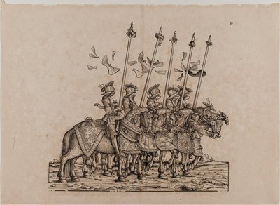 The Triumph of Emperor Maximilian I: Fifty-first Board, Participants in the Rennen by Hans Burgkmair