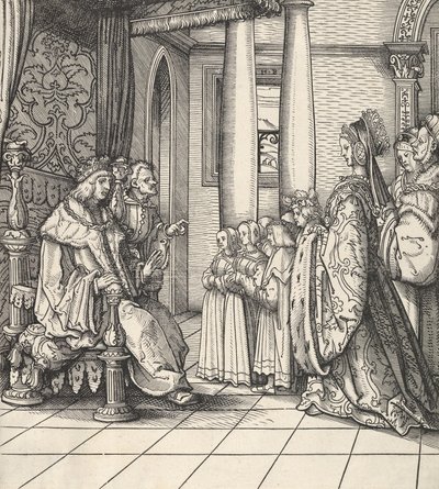 The White King Receiving His Daughter Margaret and the Children of King Philip, from Der Weisskunig, 1514-16 by Hans Burgkmair
