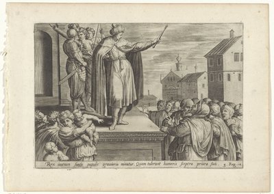 Rehoboam Answering the People by Hans Collaert (I) (attributed to)