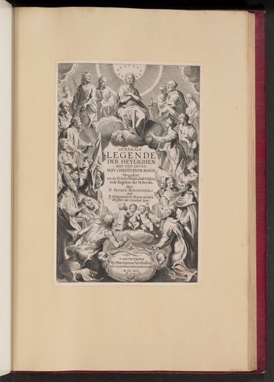 Title Page for Pedro de Ribadineira and Heribert Rosweyde, Generale Legende der Heylighen by Hans Collaert the Younger after Sir Peter Paul Rubens