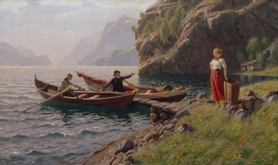 Everyday Life in Fjord Landscape by Hans Dahl