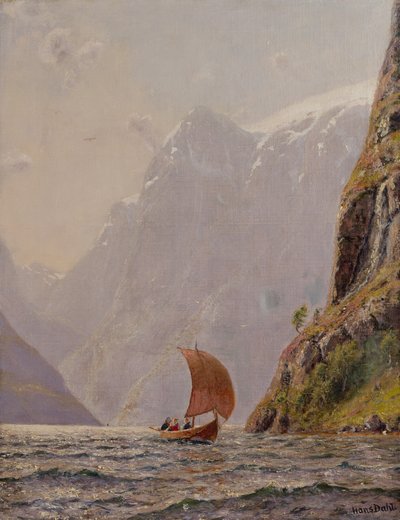 Sailing in a Fjord by Hans Dahl