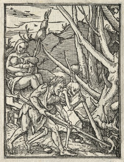 The Dance of Death: Expulsion from Paradise, Adam Cultivating the Ground by Hans Holbein