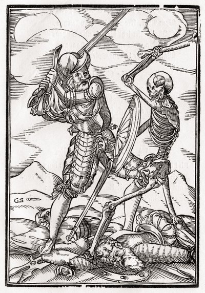 Death Comes to the Soldier, engraved by Georg Scharffenberg, from 