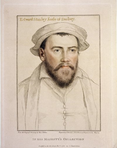 Edward Stanley Earl of Derby (1508-1572) engraved by Francesco Bartolozzi (1727-1815) 1793 by Hans Holbein der Jüngere