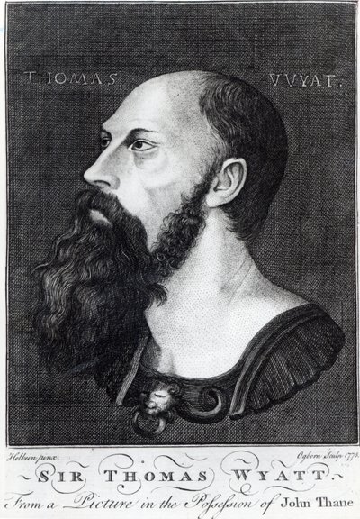 Portrait of Sir Thomas Wyatt the Younger engraved by Ogborn by Hans Holbein der Jüngere