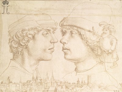 Portraits of Two Youths, a Dwarf and a Townscape by Hans Holbein der Jüngere