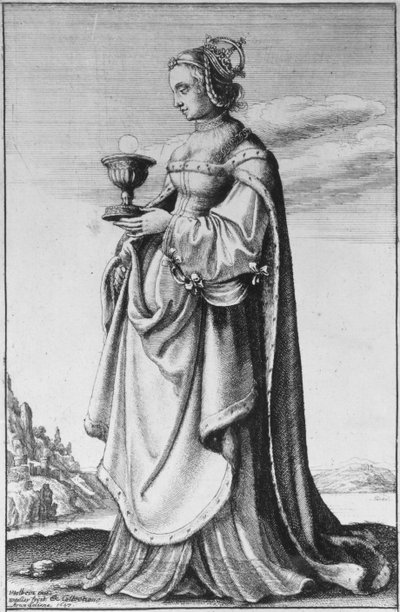St. Barbara, Etched by Wenceslaus Hollar by Hans Holbein der Jüngere