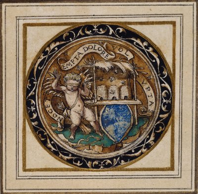 Cupid stung by bees - Design for a pendant or hat badge (c.1532-43) by Hans Holbein der Jüngere