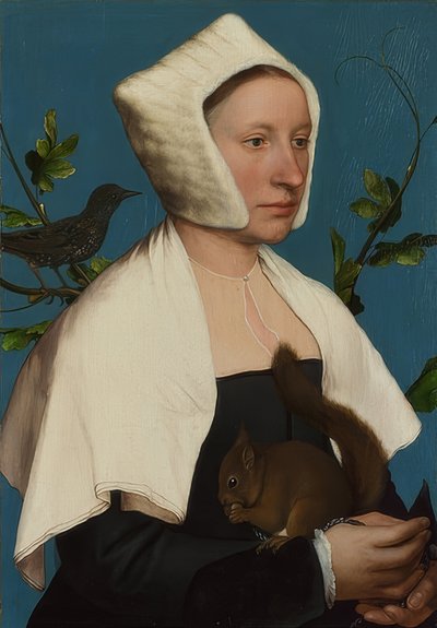 Lady with Squirrel and Starling (Anne Lovell?) by Hans Holbein der Jüngere