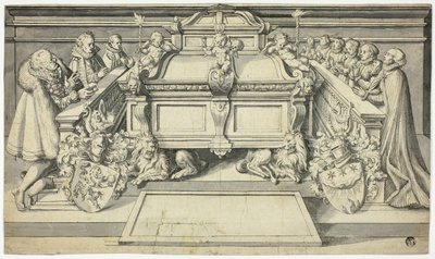 Design for Epitaph: Family Members Kneeling Before Tomb by Hans Holbein the Younger
