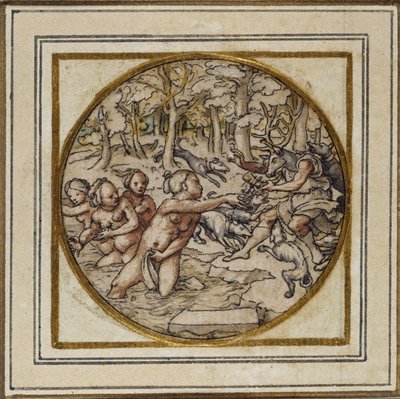 Diana and Actaeon - Design for a pendant or hat badge by Hans Holbein der Jüngere
