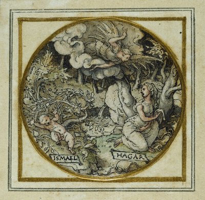 Hagar and Ishmael - Design for a Pendant or Hat Badge, c.1532-43 by Hans Holbein der Jüngere