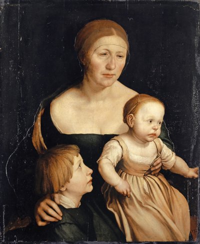 Portrait of the Artist’s Wife with the Two Elder Children, 1528-29 by Hans Holbein der Jüngere