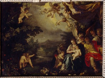 The Holy Family with Saint Elizabeth and Saint John the Baptist by Hans I or Johann Rottenhammer