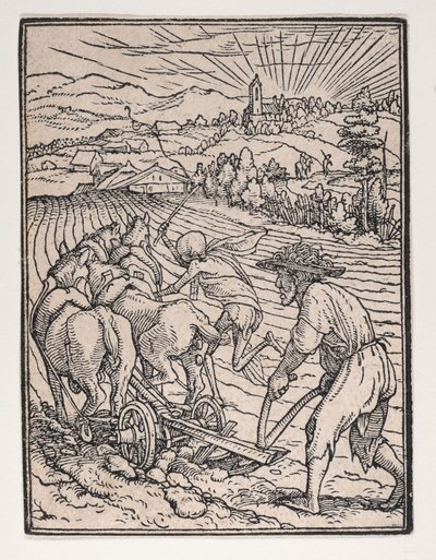 The Peasant or Ploughman, from The Dance of Death, ca. 1526, published 1538 by Hans Lützelburger