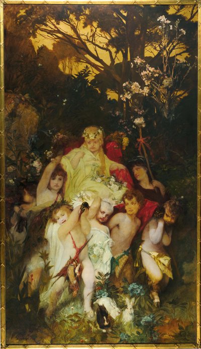Modern Amoretti, Triptych, central panel, 1868 by Hans Makart