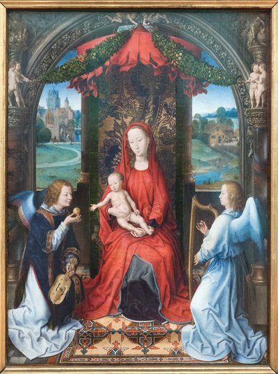 Madonna and Child enthroned with angels by Hans Memling