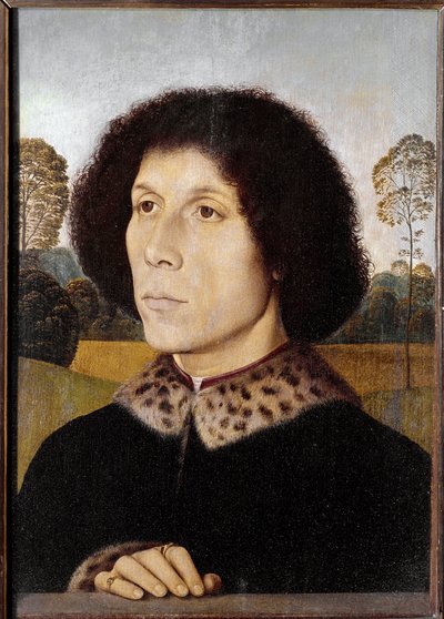 Portrait of an unknown man in a landscape by Hans Memling
