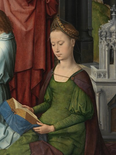 St. Barbara, Detail of the Central Panel of the Triptych of Saint John the Baptist and Saint John the Evangelist by Hans Memling