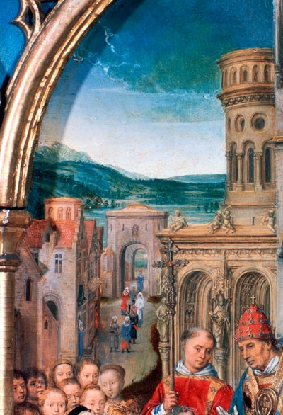 St Ursula Shrine, Arrival in Rome (detail) by Hans Memling