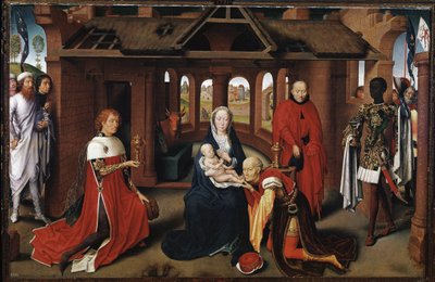 The Magi as Charles the Temerary and Philip the Good. Central panel of the Adoration of the Magi by Hans Memling