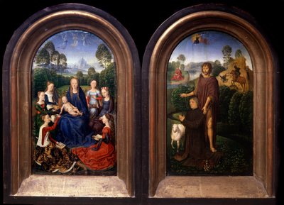 The Virgin and Child Surrounded by Saints, the Donor and Saint John the Baptist Diptych by Hans Memling
