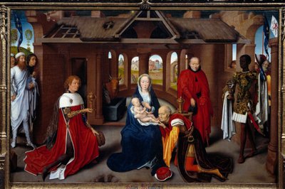 Triptych of Adoration of the Magi: central panel. The mages are like Charles the Temeraire and Philip the Good. Painting by Hans Memling (1433-1494) by Hans Memling