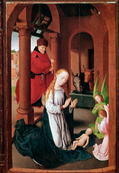 Triptych of Prado (or Adoration of Magi): Nativity (Left Panel) by Hans Memling