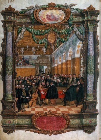 Orlando di Lasso in concert for the Duke Albrecht V of Bavaria at the Munich court by Hans Mielich or Muelich