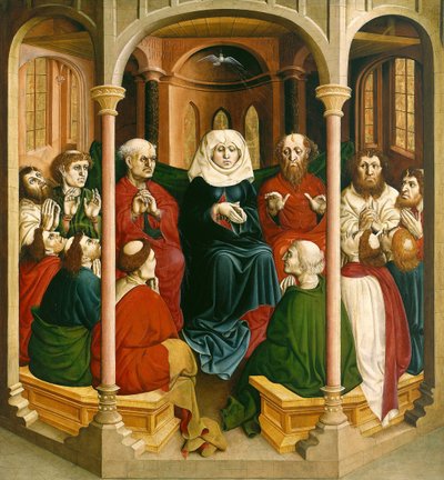 The descent of the Holy Spirit Pentecost. The Wings of the Wurzach Altar, 1437 by Hans Multscher
