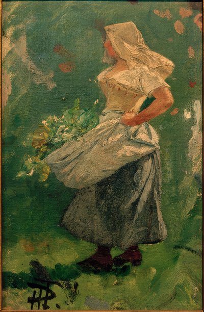 Peasant Girl with Cabbage in Apron by Hans Peter Feddersen der Jüngere