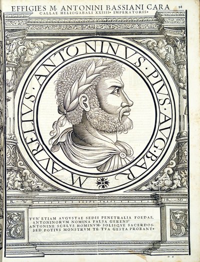 Heliogabalus, illustration from Imperatorum Romanorum Omnium Orientalium et Occidentalium Verissimae Imagines ex Antiquis Numismatis by Hans Rudolf Manuel Deutsch