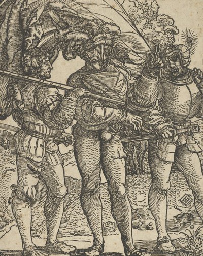 A Standard-Bearer Flanked by a Lansquenet at Each Side by Hans Schäufelein the Elder