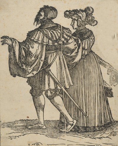 Couple Walking to the Left VI, from The Wedding Dancers restrike by Hans Schäufelein the Elder