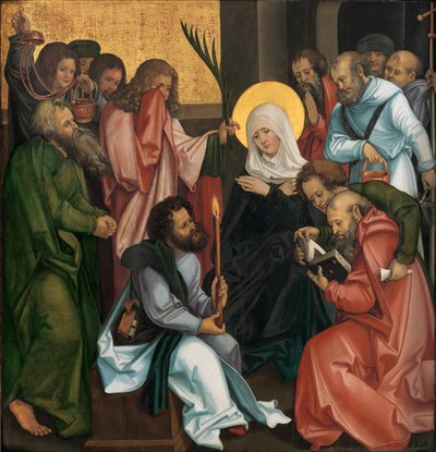 The Dormition of the Virgin, Reverse Christ Carrying the Cross by Hans Schäufelein the Elder