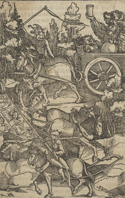 The Drunken Man on a Chariot on his Way to Hell by Hans Schäufelein the Elder