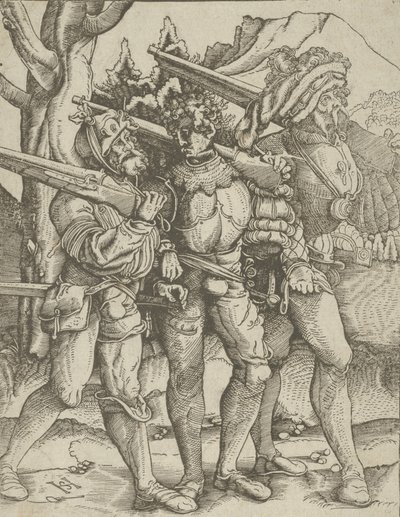 Three Soldiers with Muskets, ca. 1511-1515 by Hans Schäufelein the Elder