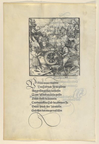 Unfalo Endangering Theuerdanck While Firing a Cannon, from Theuerdanck by Hans Schäufelein the Elder
