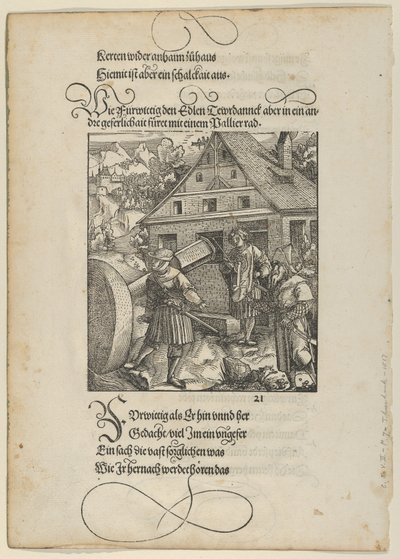 Urged by Fürwittig, Theuerdanck Tries to Manipulate a Polishing Stone, from Theuerdanck, 1517 by Hans Schäufelein the Elder