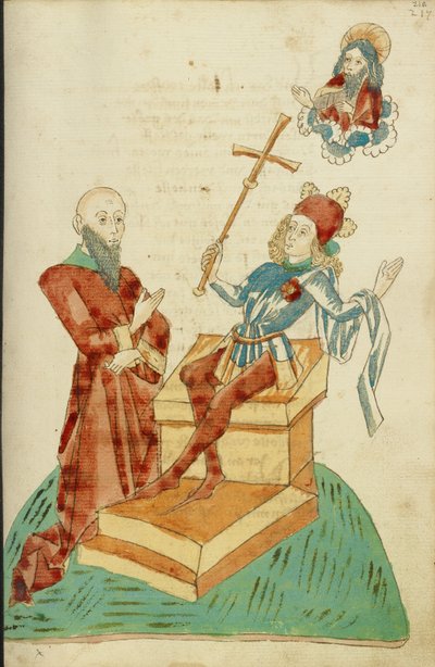 A Pagan Scholar before Josaphat, who Gestures to God the Father in Heaven by Hans Schilling