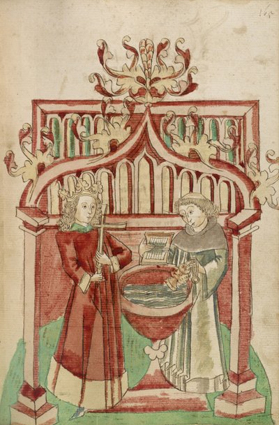 Josaphat Before the Baptismal Font with a Tonsured Cleric by Hans Schilling