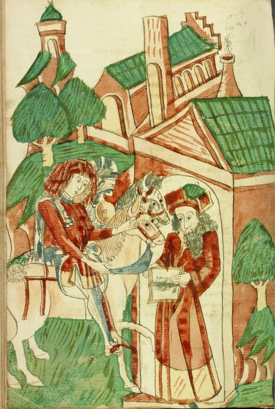 Two Horsemen of King Avenir before the Pagan Scholar Nachor by Hans Schilling