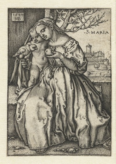 Mary with Child, Parrot, and Pear by Hans Sebald Beham