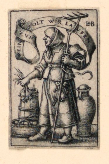 Peasant Woman at Market: To Wine We Will Run by Hans Sebald Beham