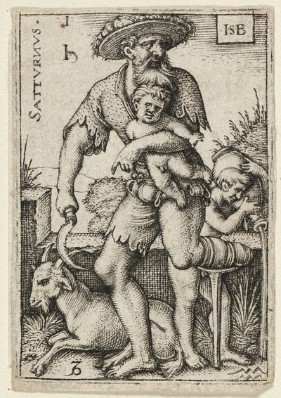 Saturn, plate one from The Seven Planets with the Zodiacs by Hans Sebald Beham