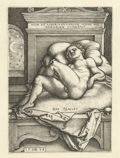 Sleeping Naked Woman as the Night by Hans Sebald Beham