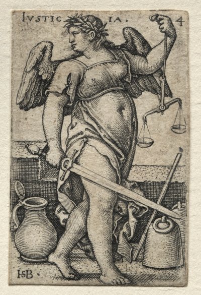 The Knowledge of God and the Seven Cardinal Virtues: Justice - Justicia by Hans Sebald Beham