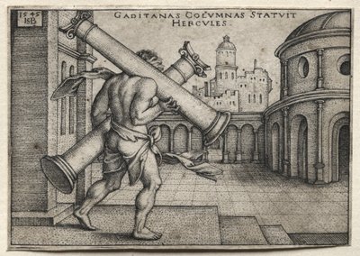 The Labors of Hercules: Hercules Carrying the Columns of Gades by Hans Sebald Beham